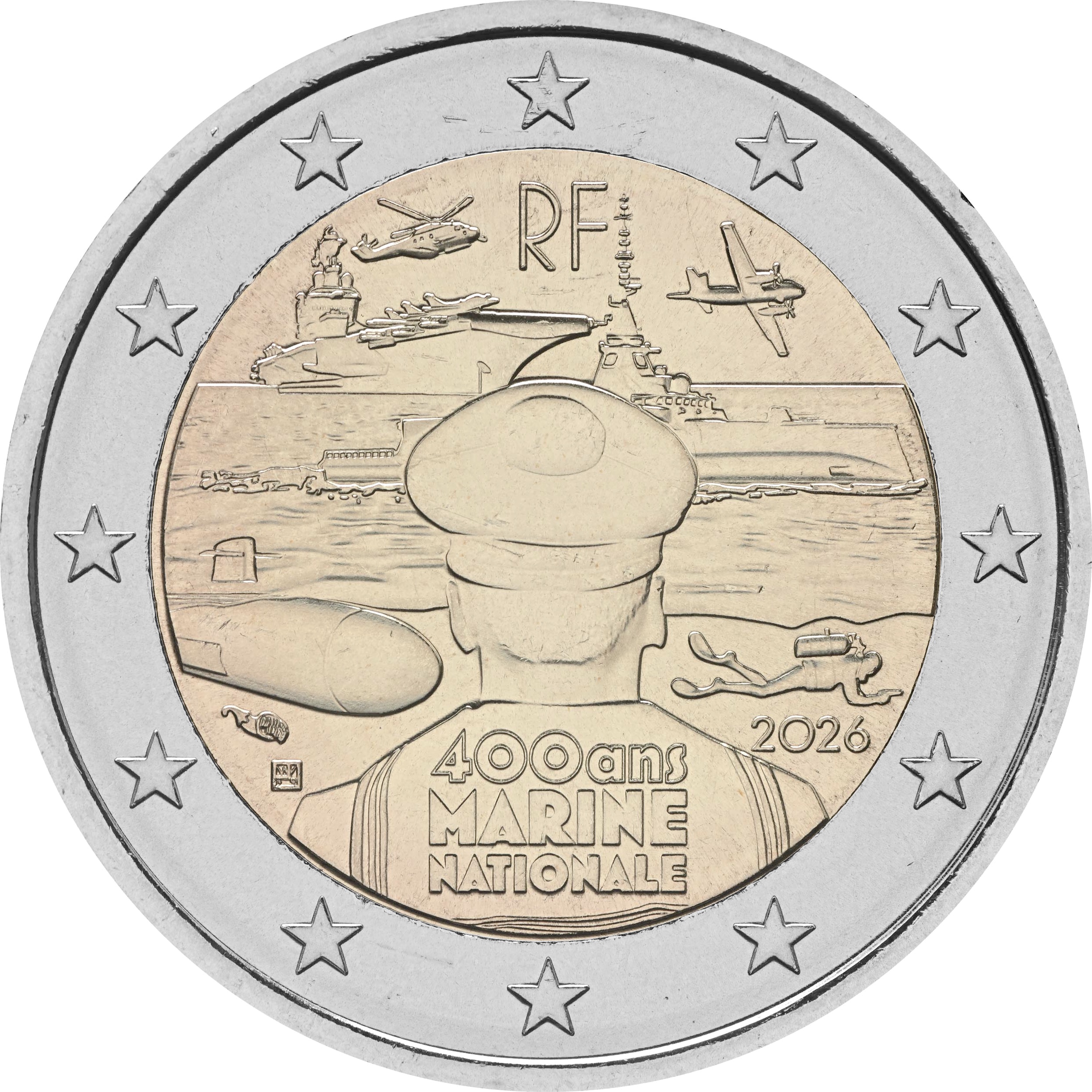 Francia 2026 - 2 € 400 anni della marina francese Francia 2026 - 2 € 400 anni della marina francese