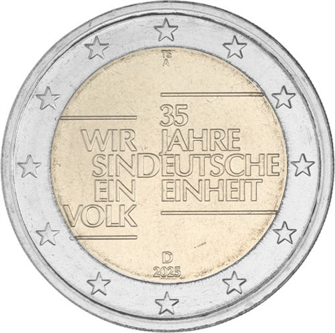 Germania 2025: 2 € 35° anniversario della Riunificazione Germania 2025: 2 € 35° anniversario della Riunificazione