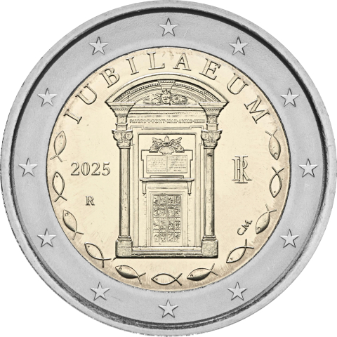 2 Euro Italia 2025 Giubileo, FDC Non Circolato, Proveniente Da Rotolino, Conservato In Oblò