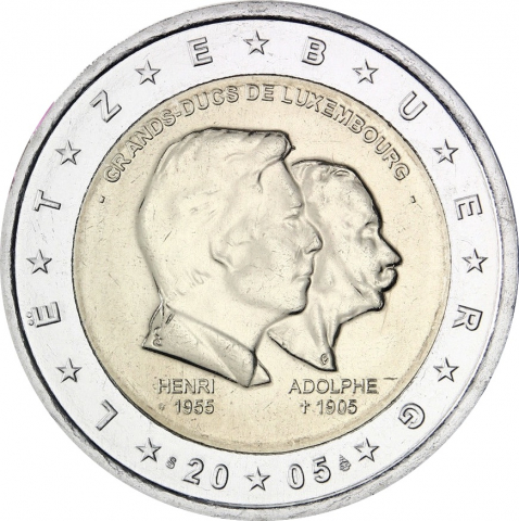 2 Euro Commemorativi Lussemburgo 2015 – Granduca Henri – Moneta UNC Fior Di Conio
