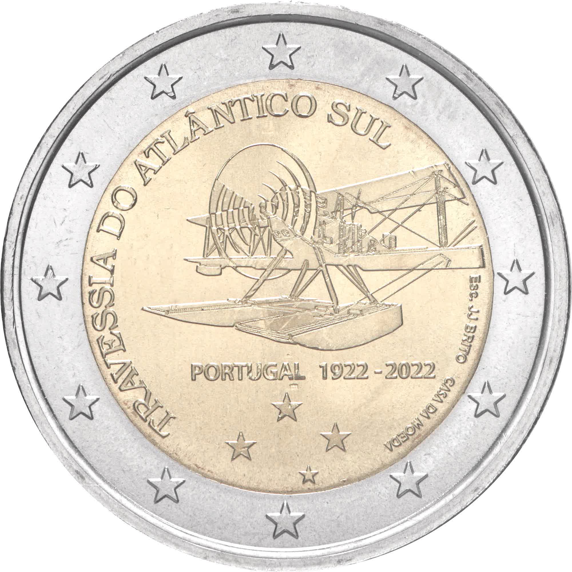 portogallo 2022 2 euro trasvolata del sud atlantico