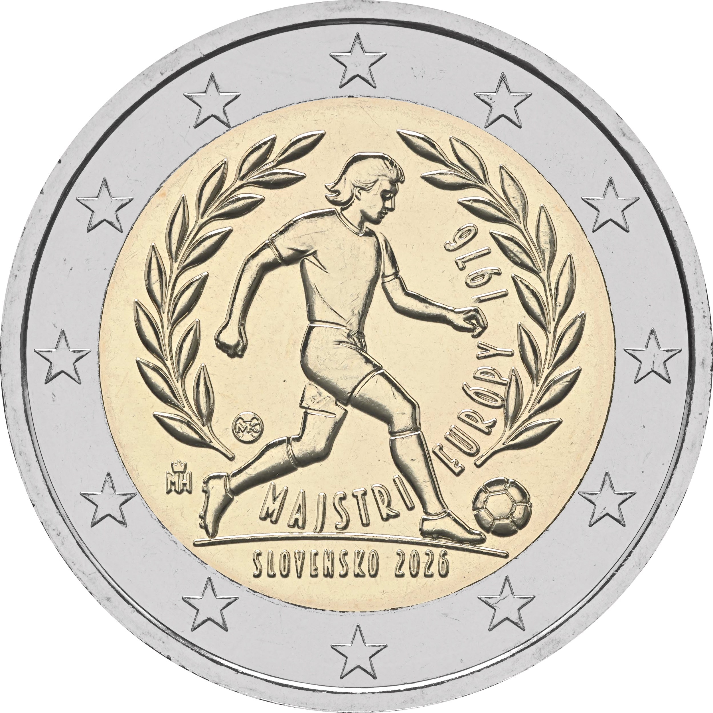 Slovacchia 2026 - 2 € 50° anniversario vittoria Europei 1976 Slovacchia 2026 - 2 € 50° anniversario vittoria Europei 1976