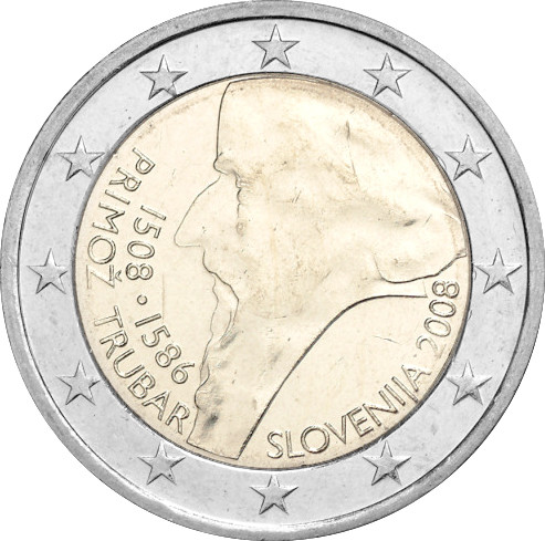Slovenia - 2 € 500° anniversario nascita di Primož Trubar 2008