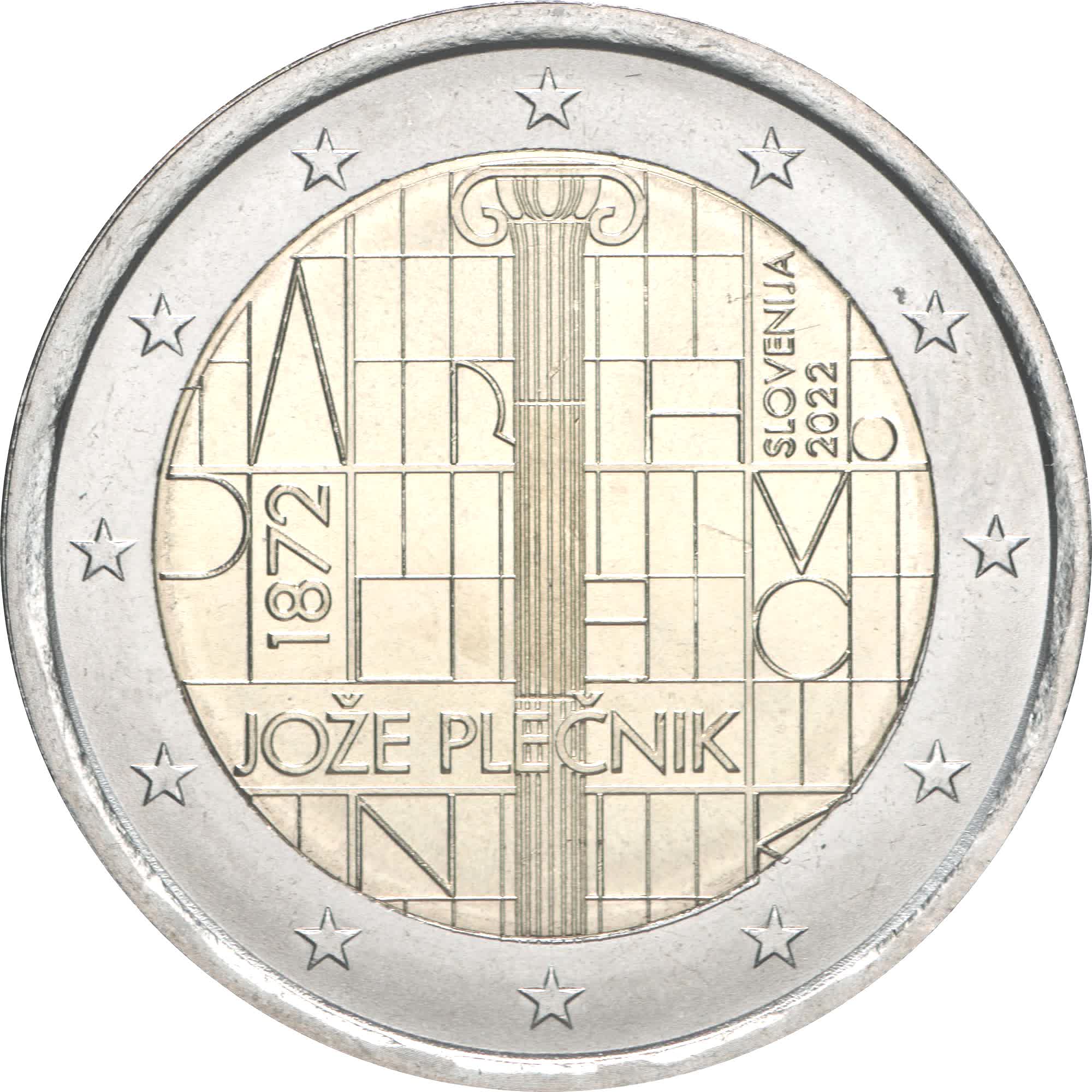 Slovenia 2022 2 euro Joze Plecnik