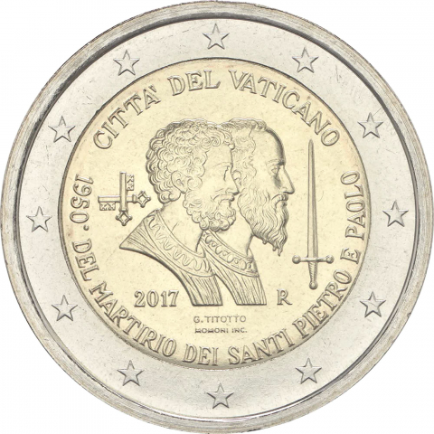 2 € 1950º anniversario martirio Santi Pietro e Paolo 2017