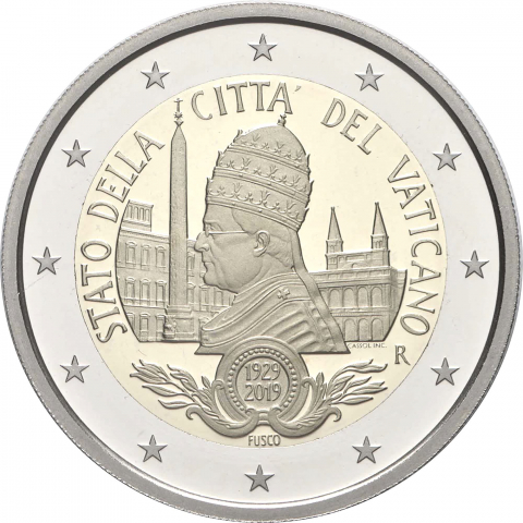 2 € 90° Anniversario fondazione dello Stato vaticano 2019 proof