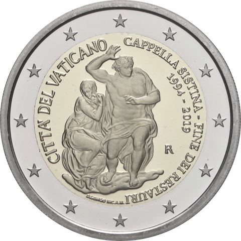 2 € 25° anniversario restauri Cappella Sistina 2019 proof