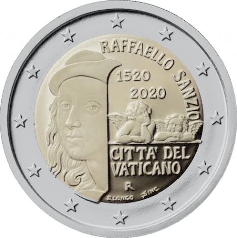 2 € 500° anniversario della morte di Raffaello Sanzio 2020 Proof