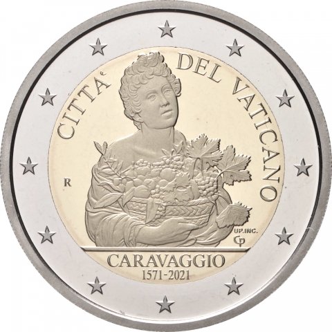 2 € 450° Anniversario della nascita di Caravaggio 2021 Proof