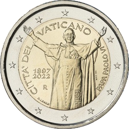2 € 125° Anniversario della nascita di papa Paolo VI 2022