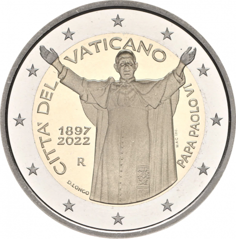 2 € 125° Anniversario della nascita di papa Paolo VI 2022 proof