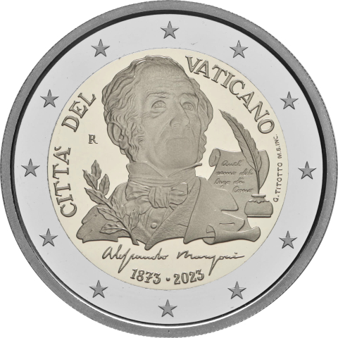 2 € 150° anniversario Alessandro Manzoni 2023 proof