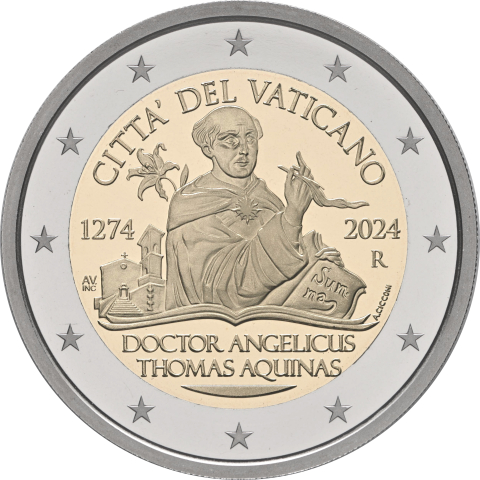 2 € 750° anniversario morte di San Tommaso D’Aquino 2024 proof