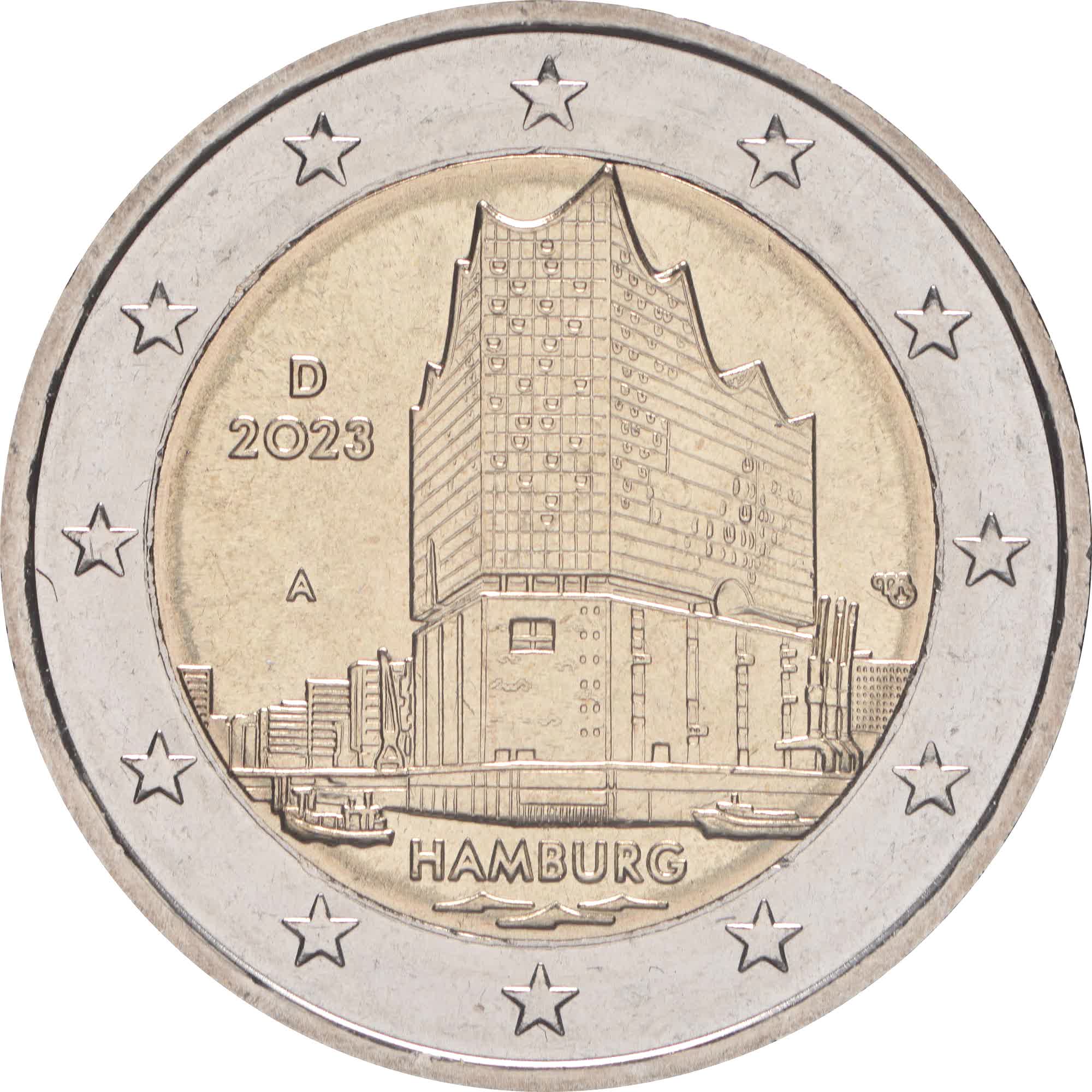Germania 2023 2 euro Elbphilharmonie Amburgo Germania 2023 2 euro Elbphilharmonie Amburgo