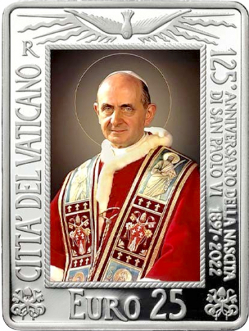 25 € 125° Anniversario della nascita di papa Paolo VI 2022 