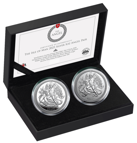 Angel Proof & Reverse Proof Two Coin Set Isola di Man