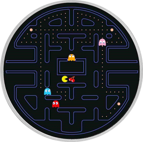 5 $ Circular maze Pac-Man Colorized 2023 Niue